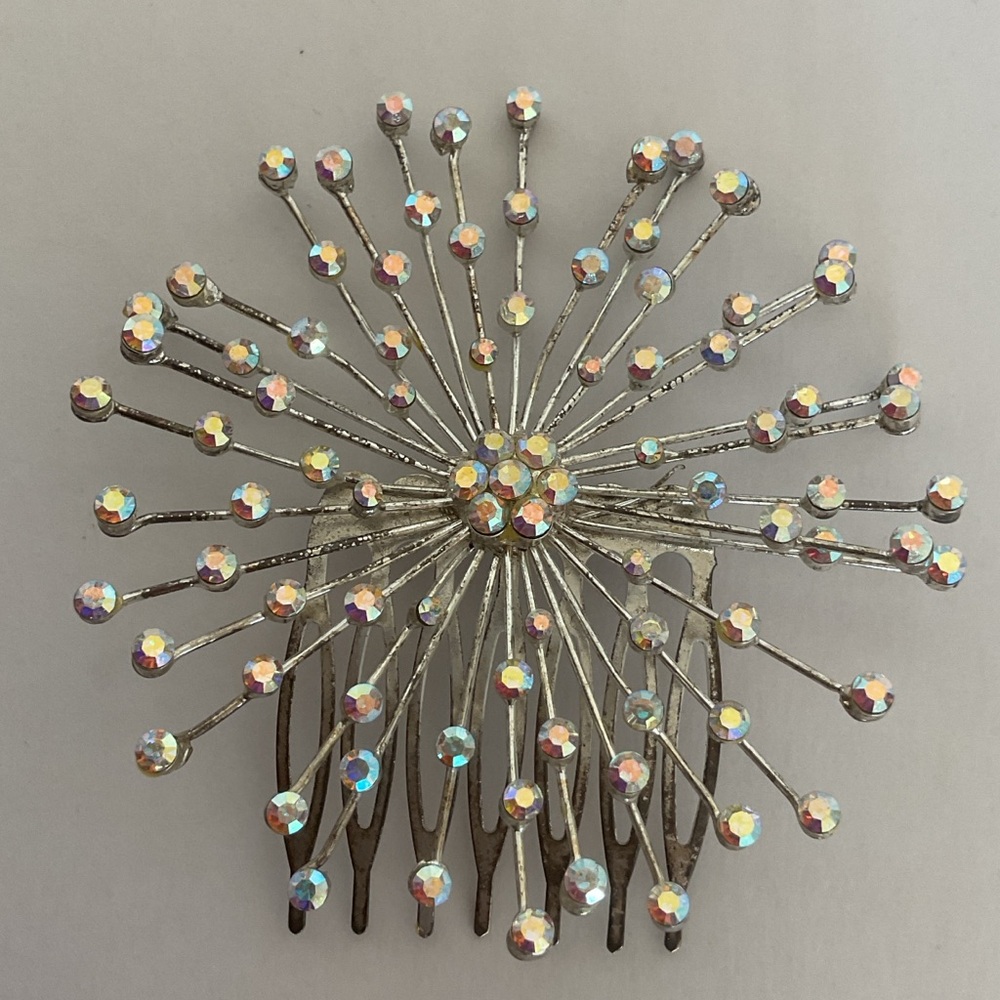 Vintage Rhinestone Crystal Starburst Hair Comb